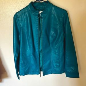 Teal Leather Jacket Size Small